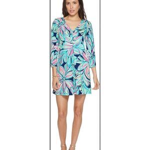 Lilly Pulitzer Amina Dress In High Tide Navy Dancing Lady Size Small